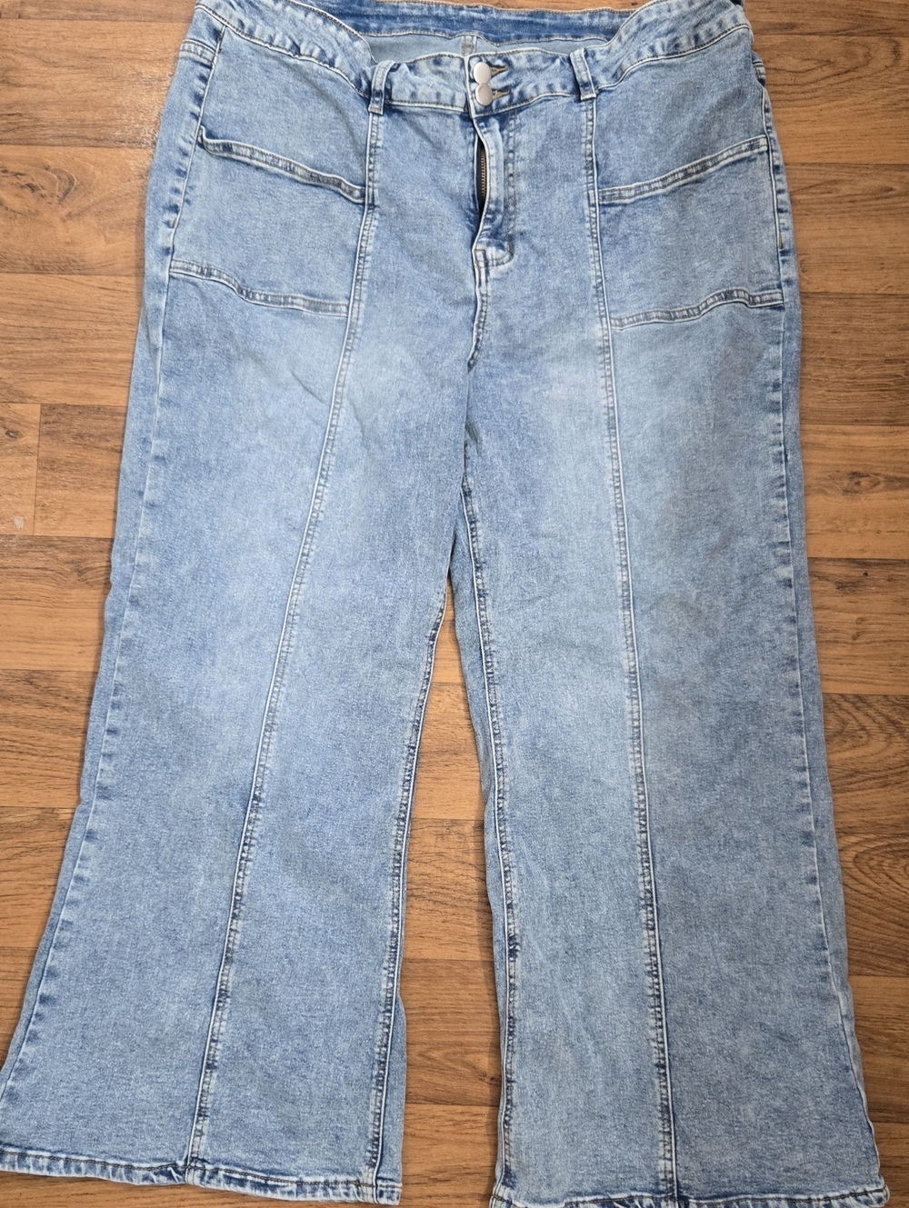 Light Blue Panel-Front Women's Jeans